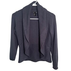 Basic H&M Open Front Cardigan Sweater Blue Gray S